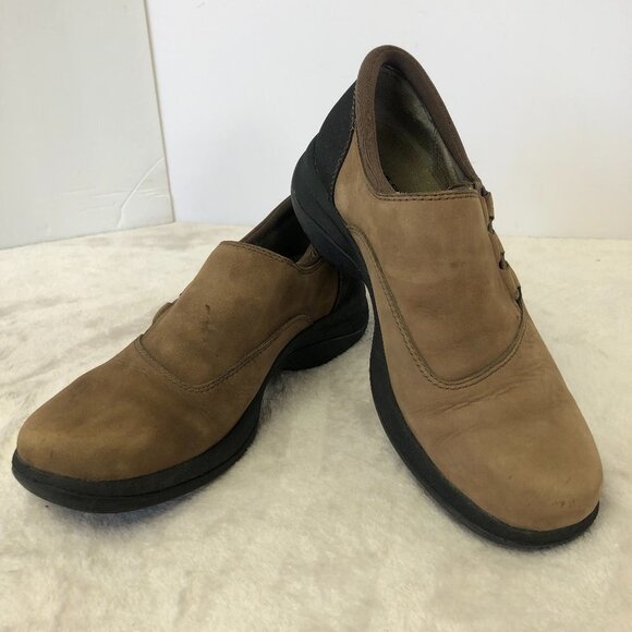 Merrell Women's Topo Twist Stone Suede Leather Slip On Loafer Shoe Size 8 - Picture 1 of 12